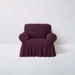 Bubble Style Frill Sofa Cover | Purple Color | Non-slip Elastic Sofa Cover With Skirt, Furniture Protector For Bedroom Office Living Room Home Decor - Image 3