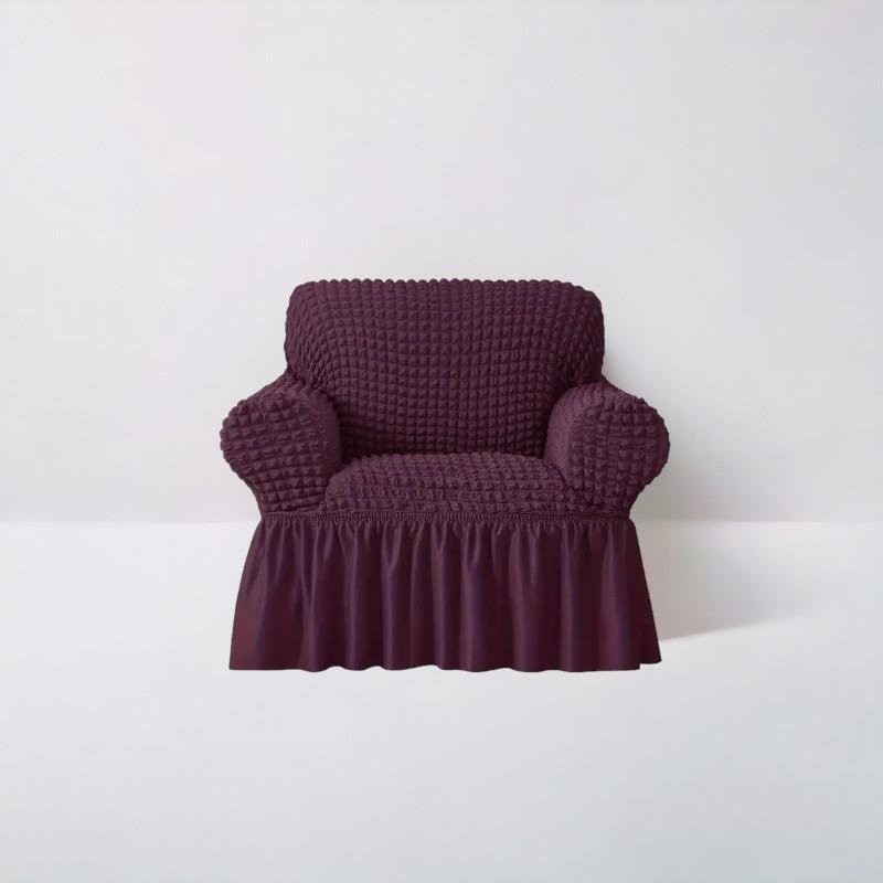 Bubble Style Frill Sofa Cover | Purple Color | Non-slip Elastic Sofa Cover With Skirt, Furniture Protector For Bedroom Office Living Room Home Decor - Image 3