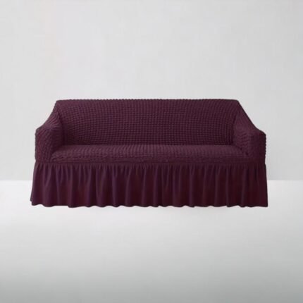 Bubble Style Frill Sofa Cover | Purple Color | Non-slip Elastic Sofa Cover With Skirt, Furniture Protector For Bedroom Office Living Room Home Decor