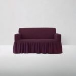 Bubble Style Frill Sofa Cover | Purple Color | Non-slip Elastic Sofa Cover With Skirt, Furniture Protector For Bedroom Office Living Room Home Decor - Image 2