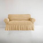 Bubble Style Frill Sofa Cover | Skin Golden Color | Non-slip Elastic Sofa Cover With Skirt, Furniture Protector For Bedroom Office Living Room Home Decor - Image 2