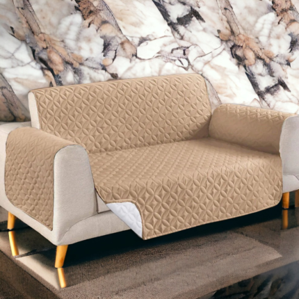 Ultrasonic Cotton Quilted Sofa Runner | Beige Color | safeguard your sofa from stains, spills, pet hair, and general wear and tear