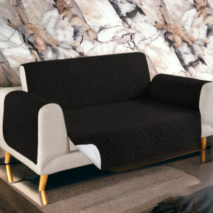 Ultrasonic Cotton Quilted Sofa Runner | Black Color | safeguard your sofa from stains, spills, pet hair, and general wear and tear