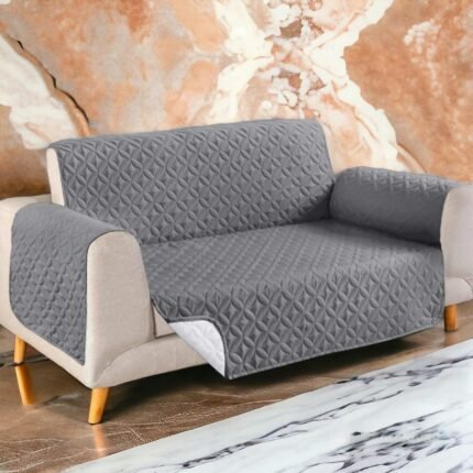 Ultrasonic Cotton Quilted Sofa Runner | Grey Color | safeguard your sofa from stains, spills, pet hair, and general wear and tear
