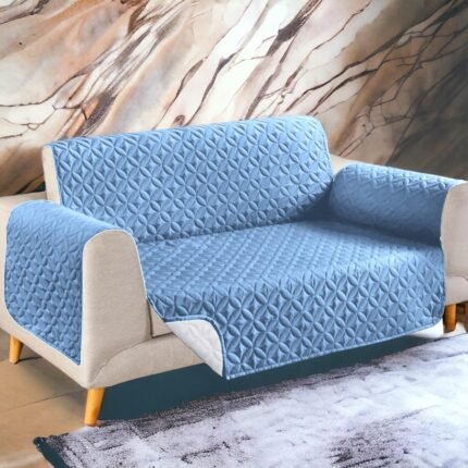 Ultrasonic Cotton Quilted Sofa Runner | Sky Blue Color | safeguard your sofa from stains, spills, pet hair, and general wear and tear