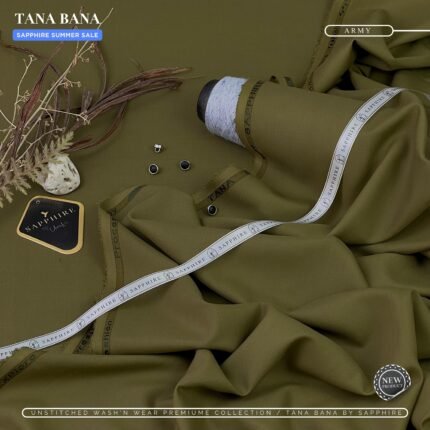 SAPPHIRE (ARMY) Unstitched Wash & Wear ( TANA BANA )