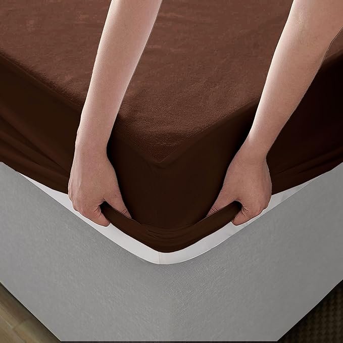 Terry Cotton Ultra Soft Waterproof Mattress Protector | Brown Color | for Kids Adults | Washable Hypoallergenic Mattresses Cover Fit Up To 6-12 inch Deep Pocket Queen & King Size - Image 3