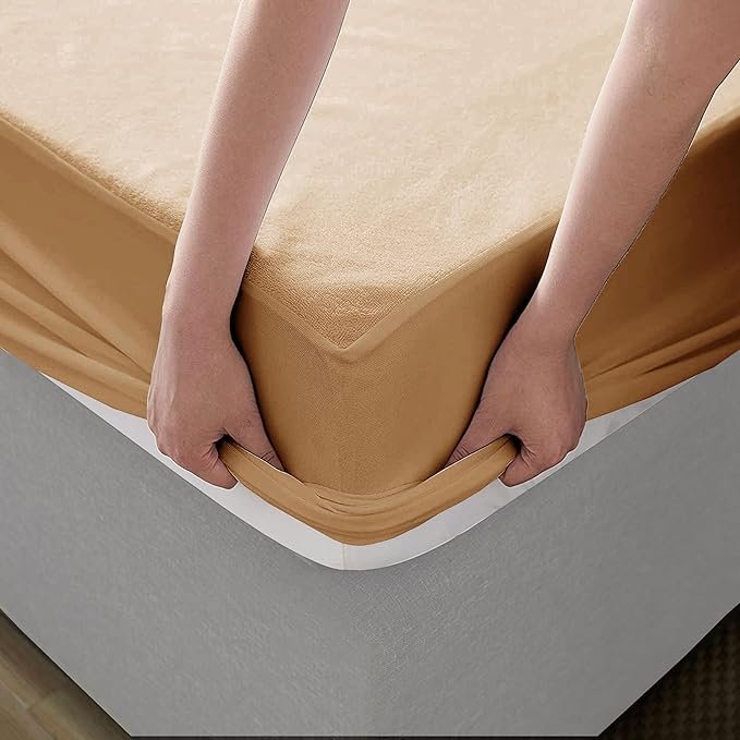 Terry Cotton Ultra Soft Waterproof Mattress Protector | Copper Color | for Kids Adults | Washable Hypoallergenic Mattresses Cover Fit Up To 6-12 inch Deep Pocket Queen & King Size - Image 3