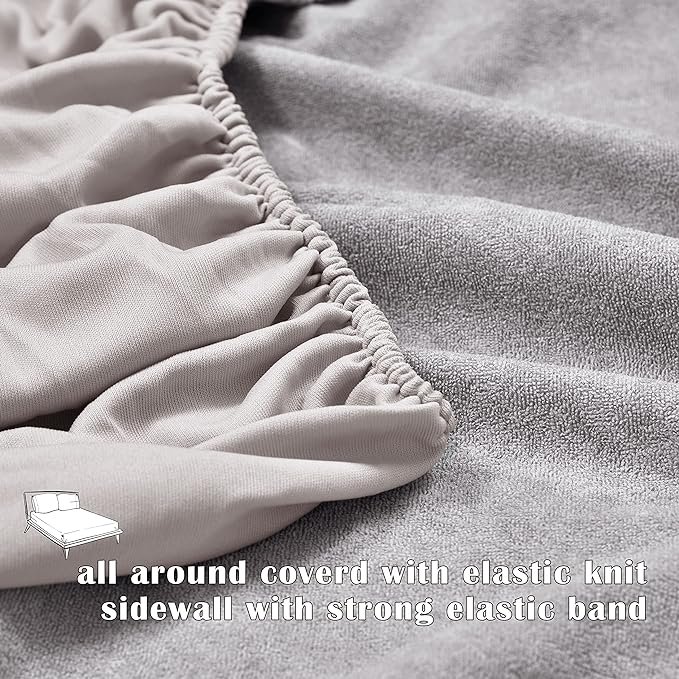 Terry Cotton Ultra Soft Waterproof Mattress Protector | Grey Color | for Kids Adults | Washable Hypoallergenic Mattresses Cover Fit Up To 6-12 inch Deep Pocket Queen & King Size - Image 3